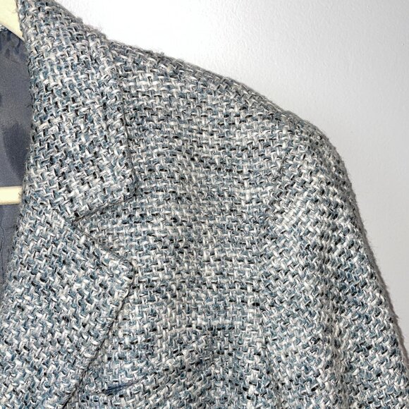 Talbots Woman Petite 22WP Tweed Blazer Jacket Blue/White 2-Button Made In China - Picture 2 of 11